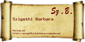 Szigethi Barbara névjegykártya